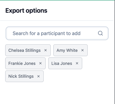 Export Options Add Participant