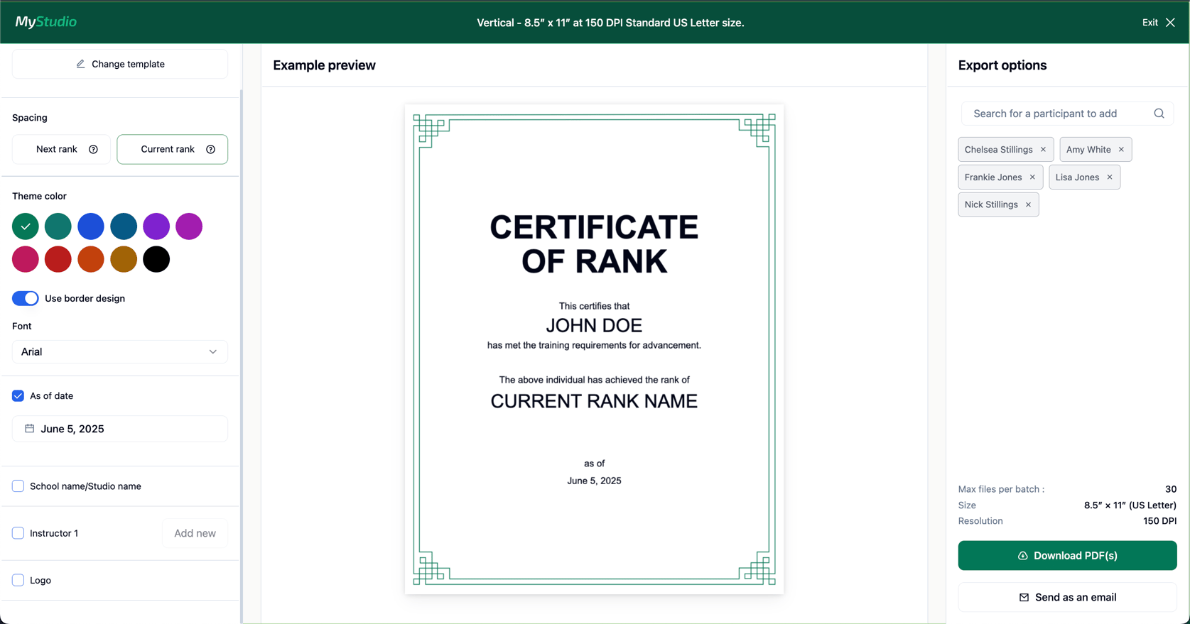 [V2] Tools > Print center > Rank certificates