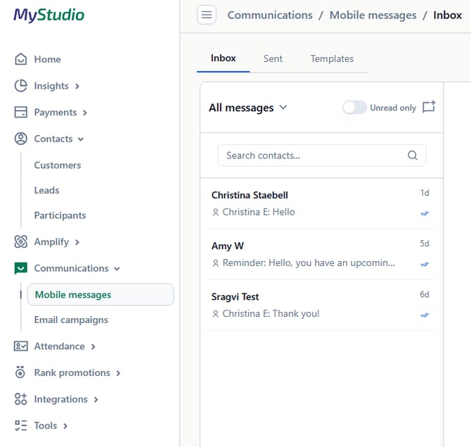 Access mobile messages