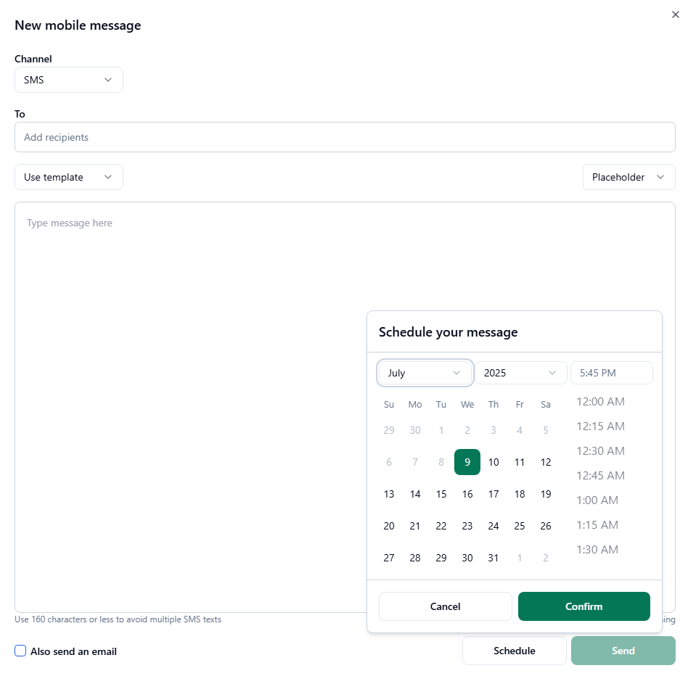 Schedule message