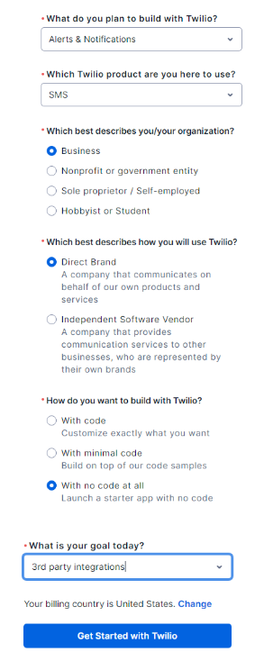 Create Twilio account