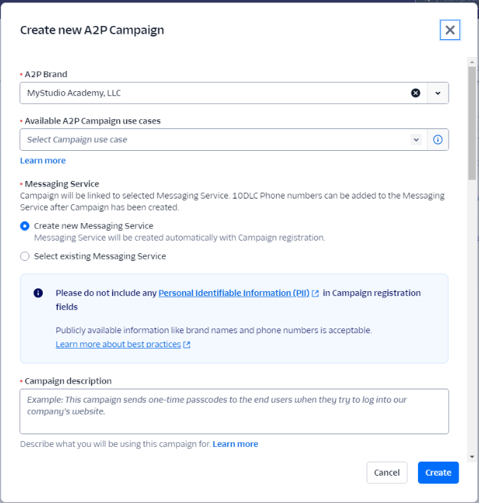 Create campaign