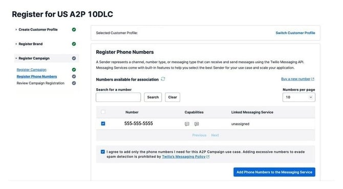 register phone number