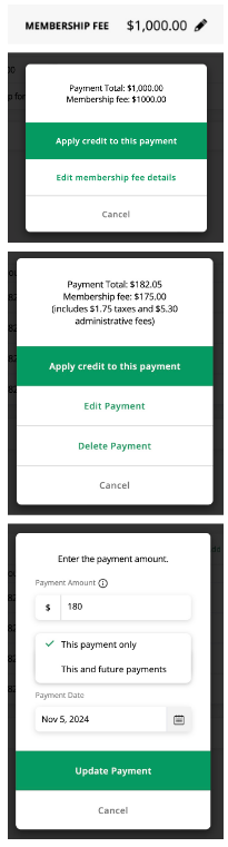 Edit membership fee