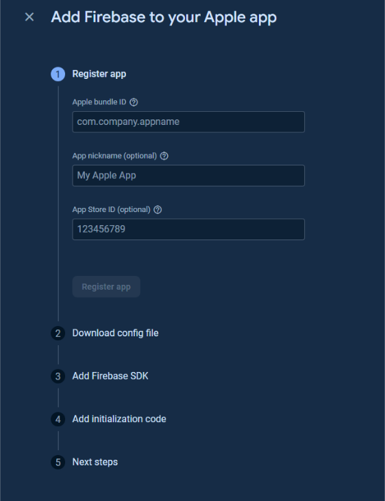 add firebase to apple
