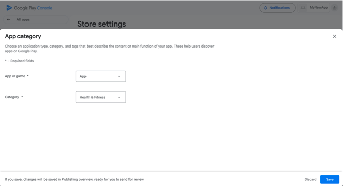 App category and contact details