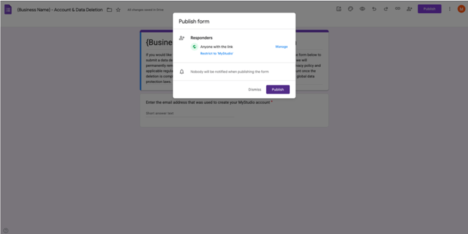 Publish form