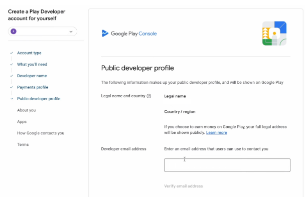 public developer profile