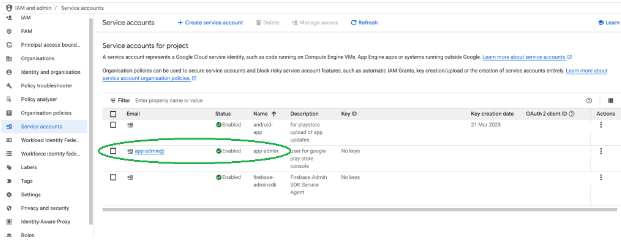 select service account