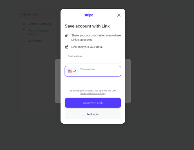 Save account with link