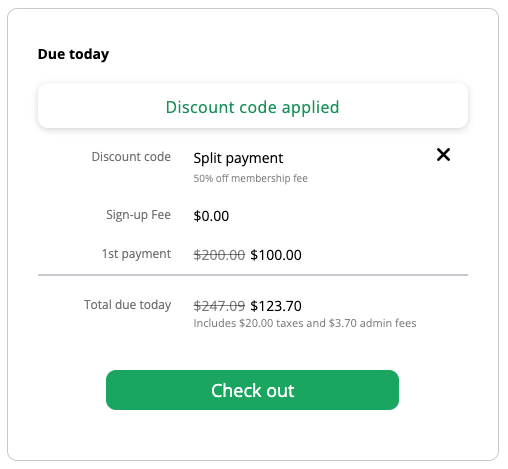 Discount code applied