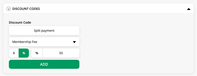 Split Payment Discount Code