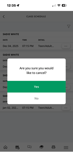 Are you sure you would like to cancel