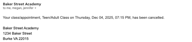 Cancel Confirmation Email