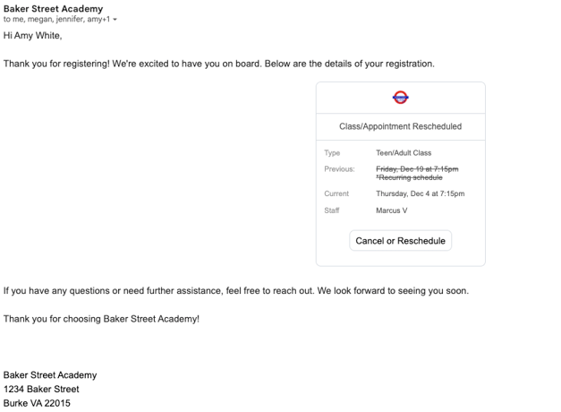 Rescheduled Confirmation