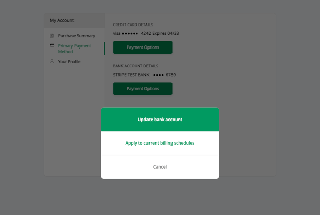 Bank Account > Payment Options