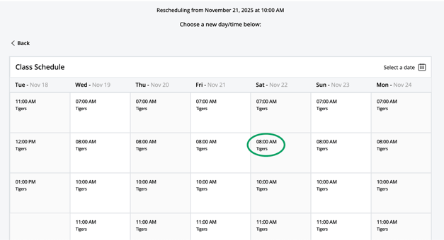 Rescheduling a class time