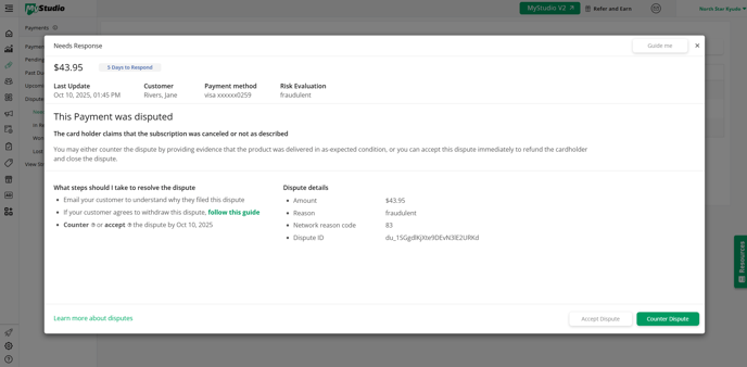 full dispute details