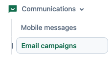V2 Communications > Email Campaigns Tab