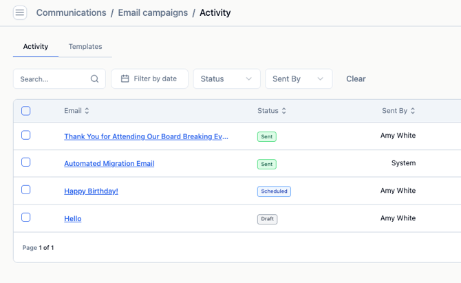 V2 Email Campaigns Activity