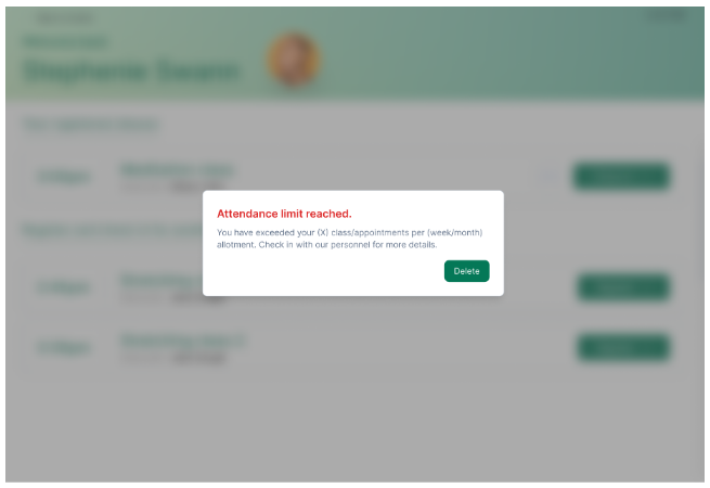 Attendance limits reached