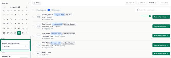 Mark attendance by time