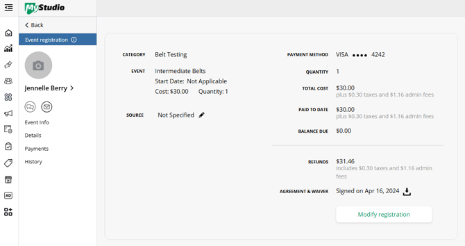 edit event participant registration