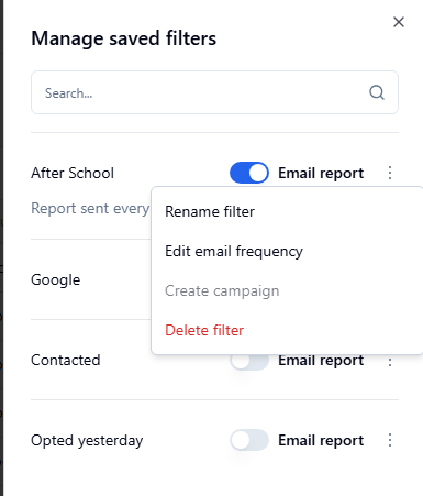 manage filter reports
