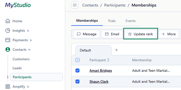 update rank membership participants 1