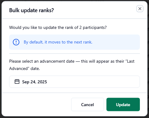 update rank membership participants 2