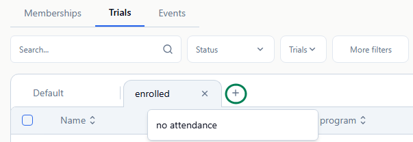 add trial participant pinned filter