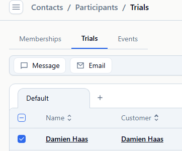 contact trial participants