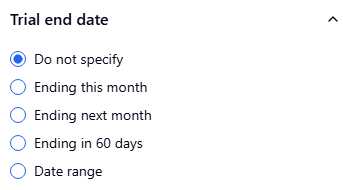 trial end date filter