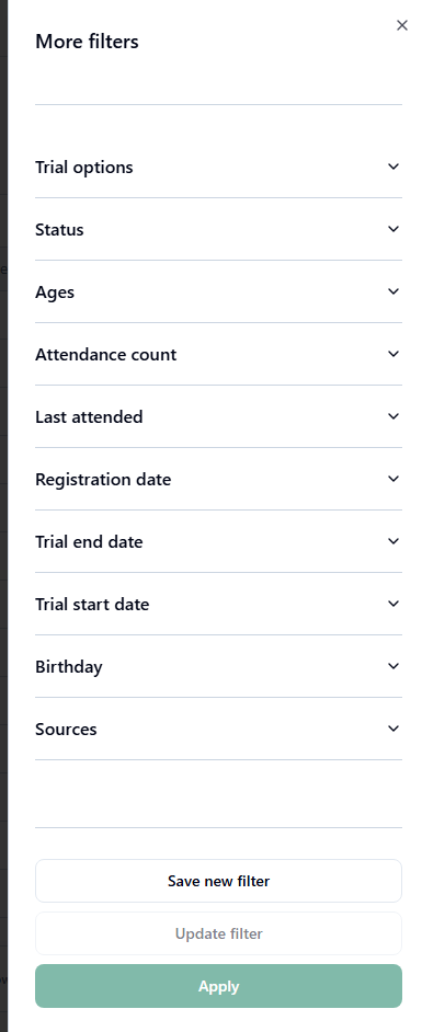 trial participant filters