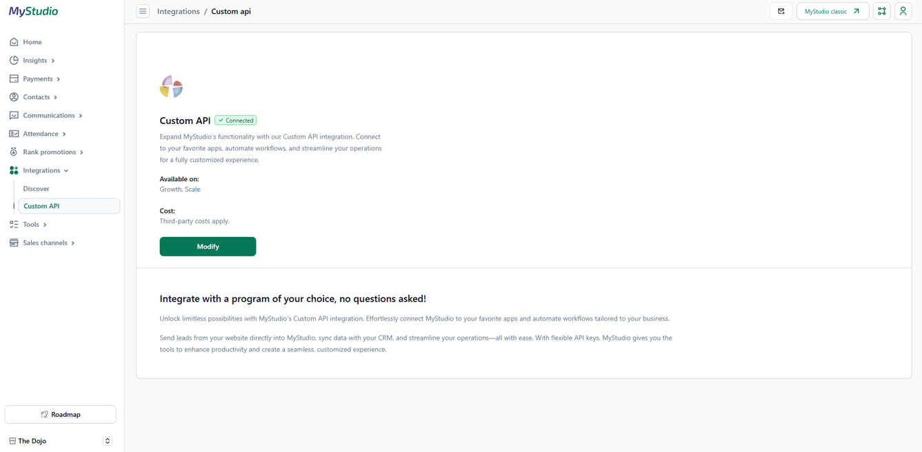 Immi Api Custom API and iFrame