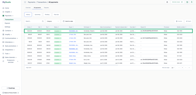 Select Payment for receipt