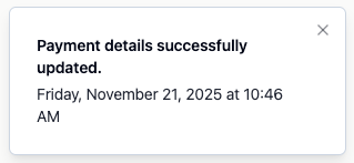 Confirmed Payout bank account details